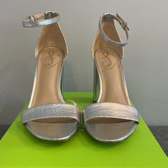 Sam Edelman Yaro Block Heels in Silver Size 8.5 - Picture 4 of 8